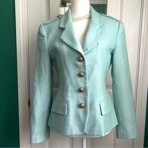 Neiman Marcus Mint Green Wool Blazer with Gold Buttons size 4 NWOT